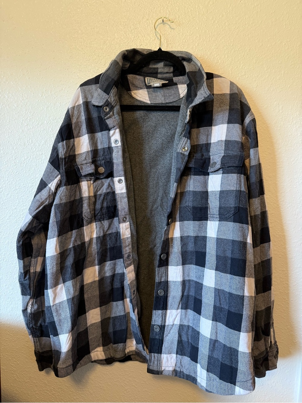 Duluth Trading Co Black & Gray Plaid Shirt Jacket